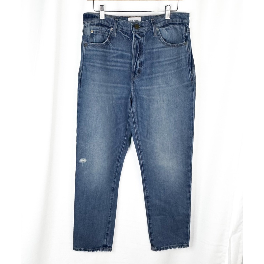 FRAME Le Mec Malibu Jeans Womens 28 High Rise Straight Button Fly Raw Hem EUC